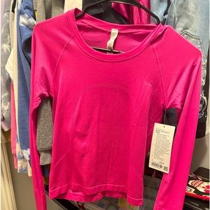 NWT lululemon race length Sonic pink size 4 swiftly tech long sleeve 2.0